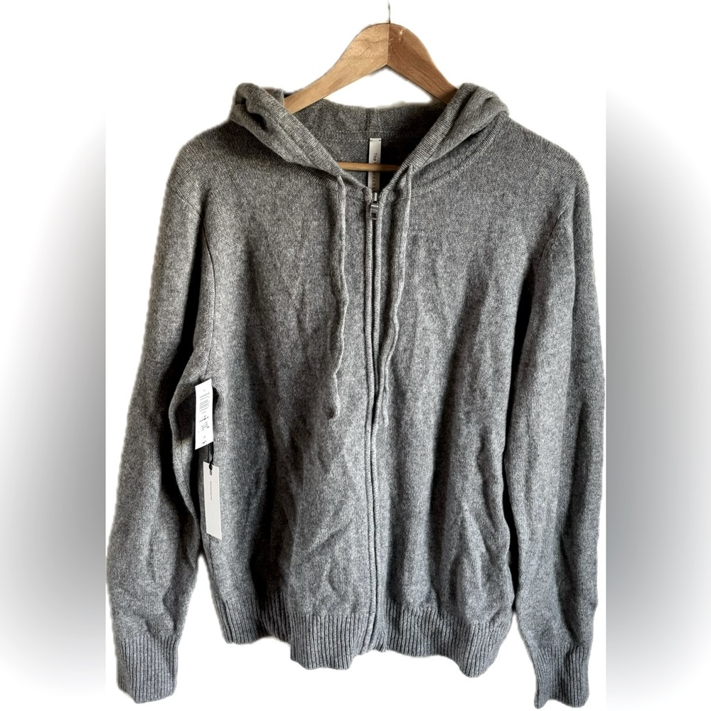 NWT THE GROUP BABATON Luxe Cashmere Gray Hooded Zip Up Sweater